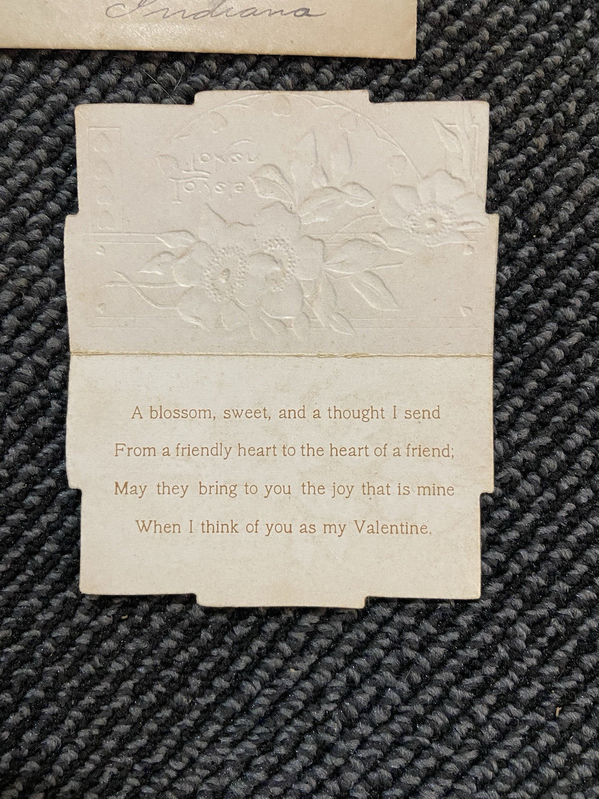 2 Victorian Antique Die Cut Calling Cards Valentines 1917.