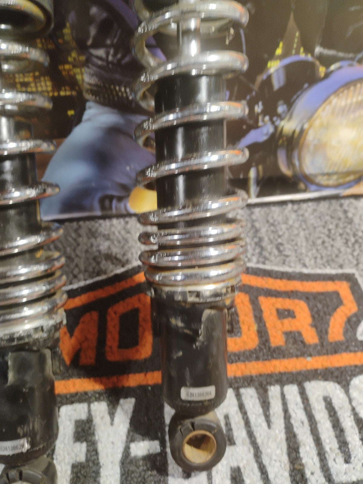 Pair Rear Shocks Absorber Bla&Chrome Harley Sportster XL883 1200 72 48 1979-2012