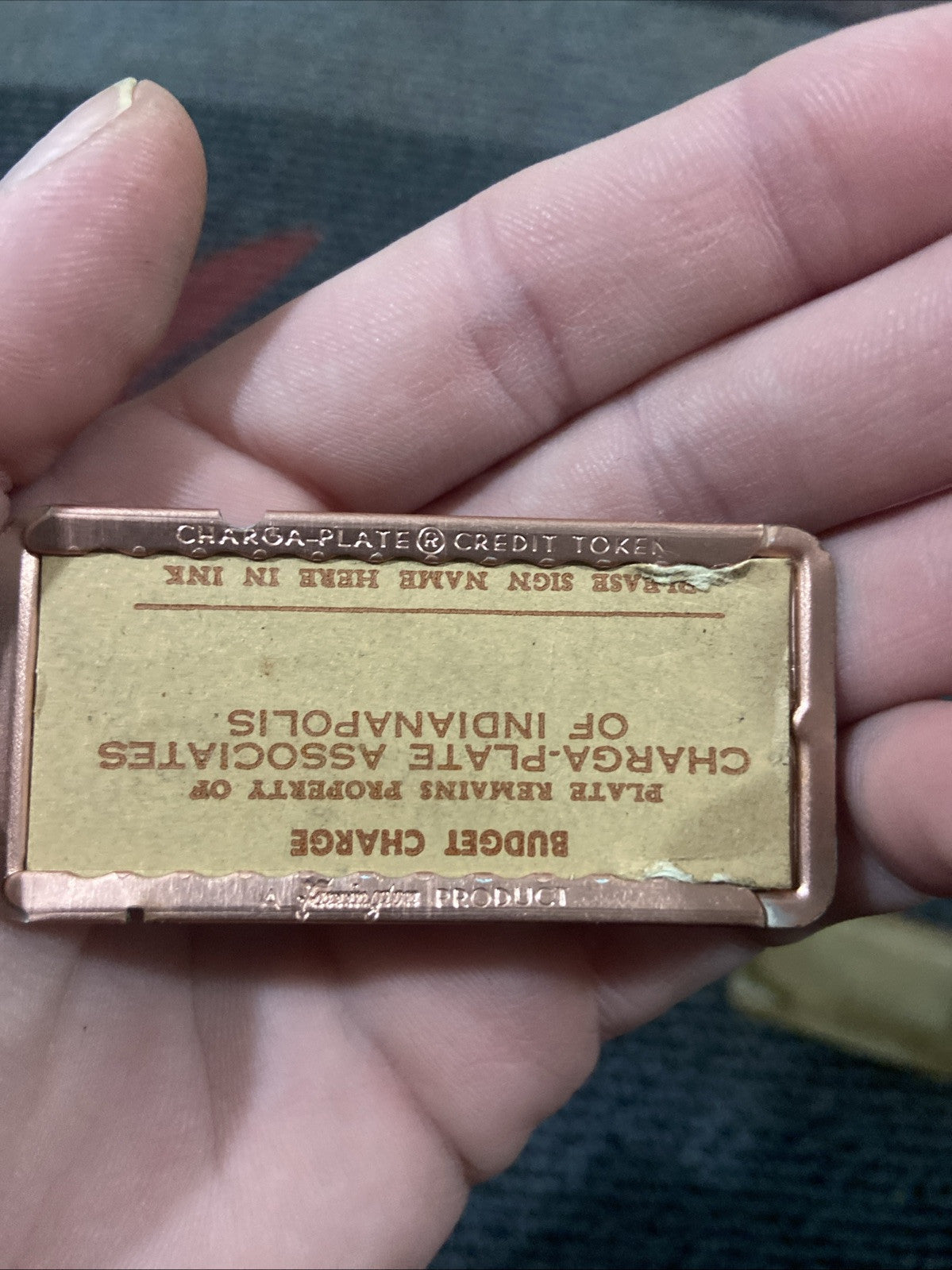 Charge - Plate Associates Of Indianapolis Indiana Charge Card With Case