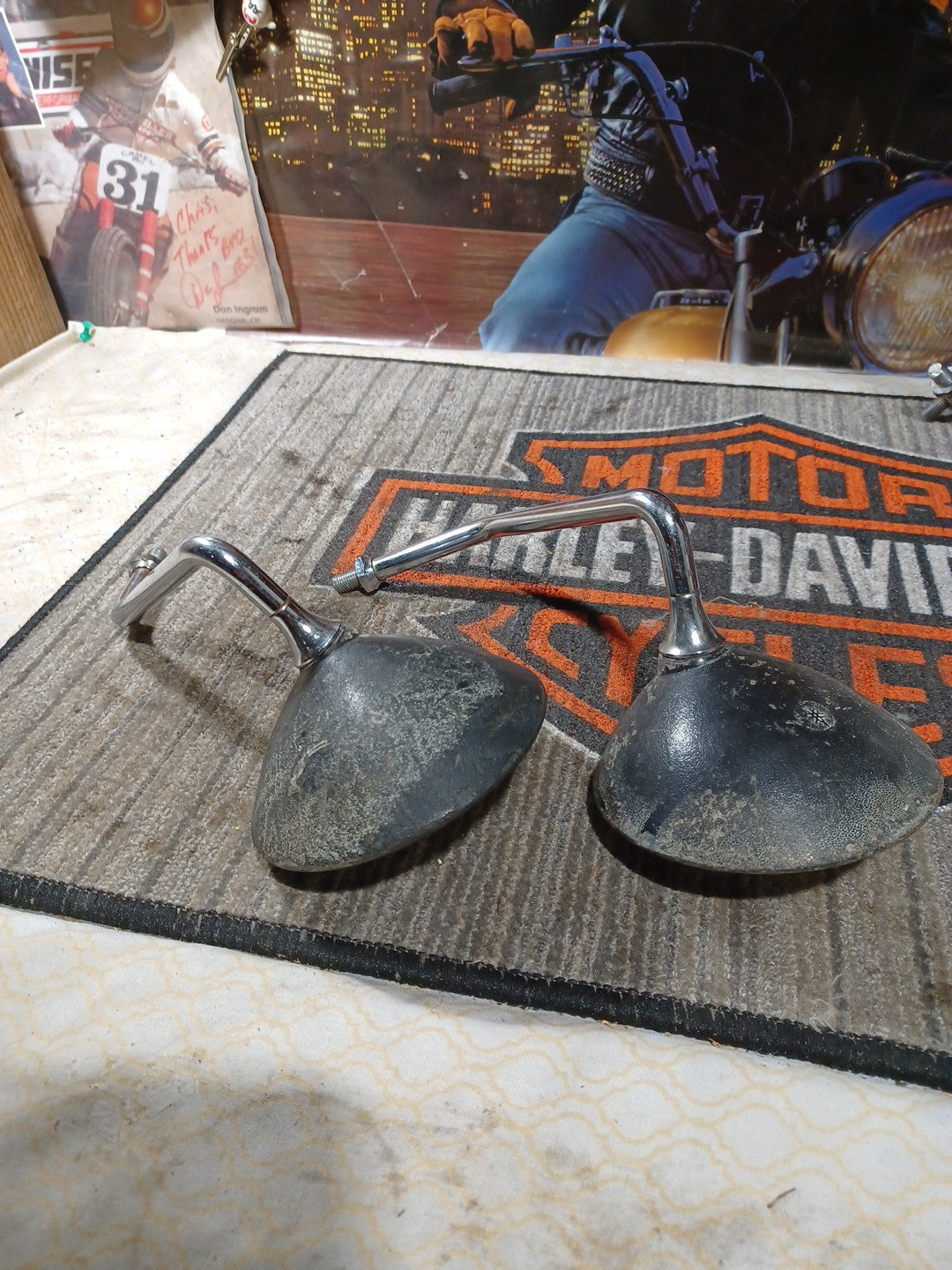Yamaha XV 125 Virago Left Right Side OEM Rearview Back Mirror Pair 1J7-26290-H1
