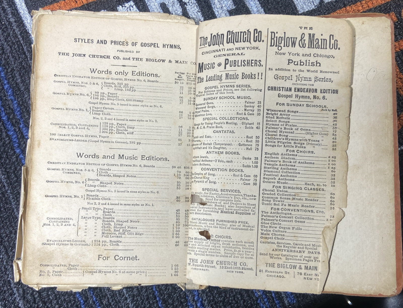 Gospel Hymns No. 5,  Sunday School Ira D. Sankey 1887 & Handwritten hymn Lyrics