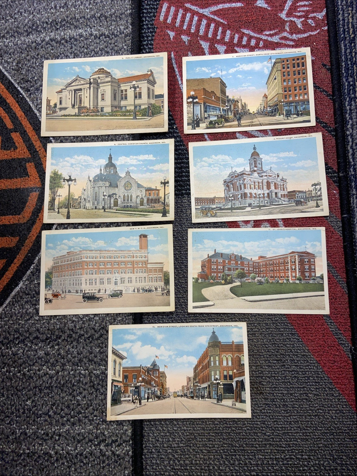 Lot Of 7 Vintage Landmark Anderson IN Post Cards 1930s