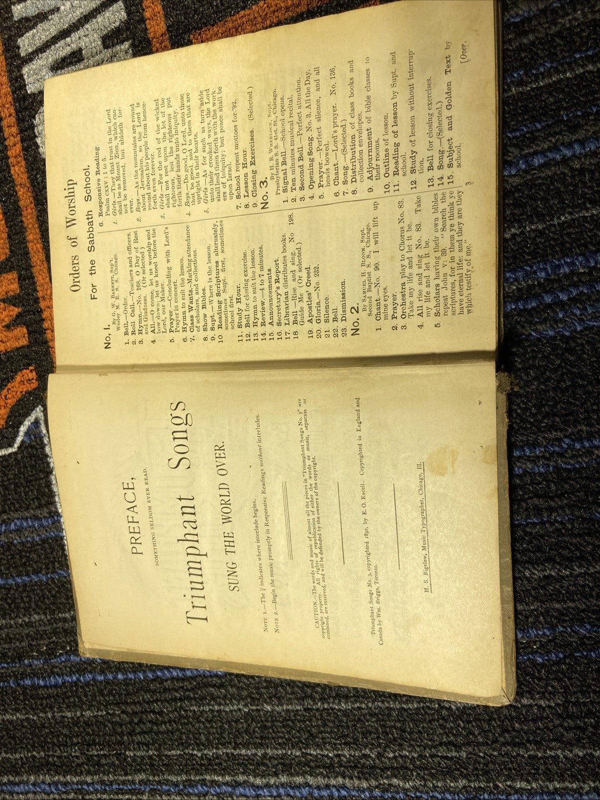 Vintage 1887 TRIUMPHANT SONGS #1 Hardcover HC Book EO Excell Sheet Music