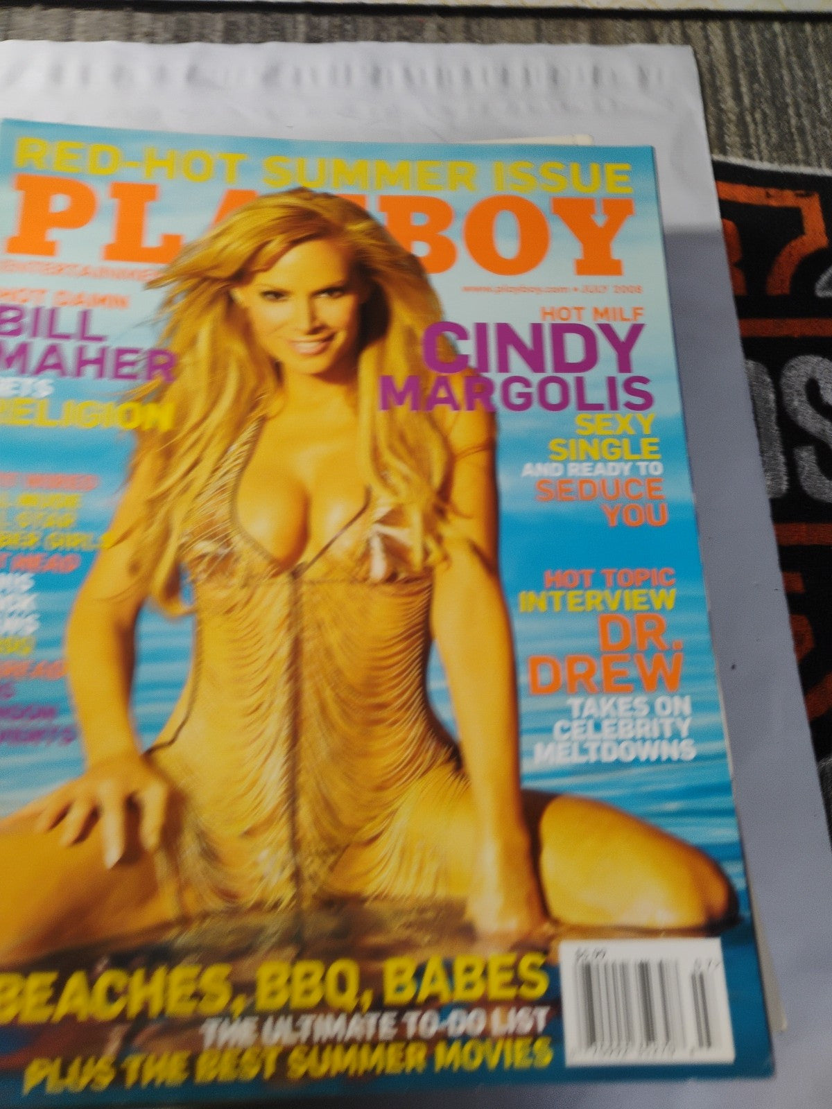 July 2008 Playboy Magazine - Cindy Margolis, Laura Croft, Cyber Girls, Marilyn M