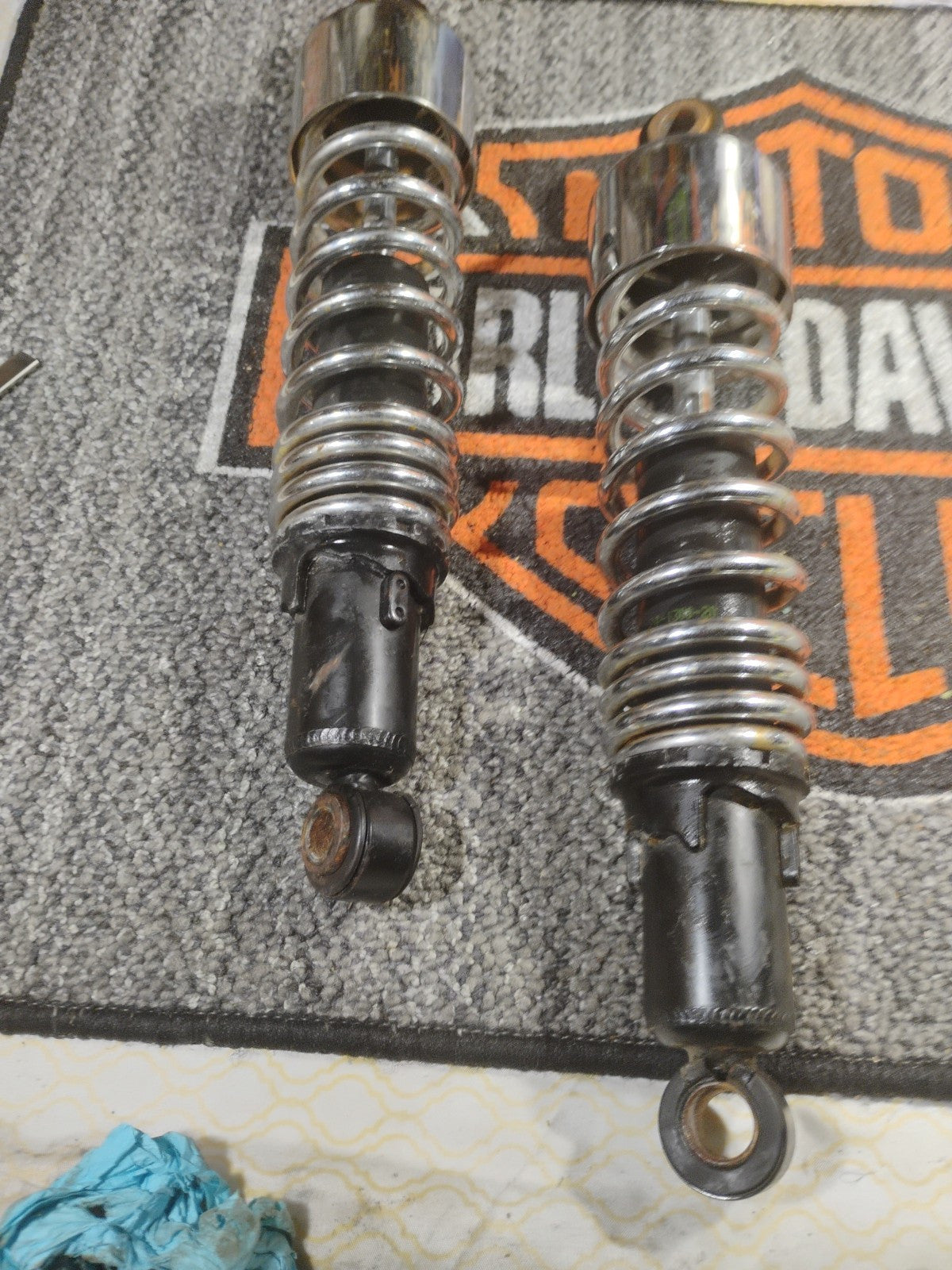 Pair Rear Shocks Absorber Bla&Chrome Harley Sportster XL883 1200 72 48 1979-2012