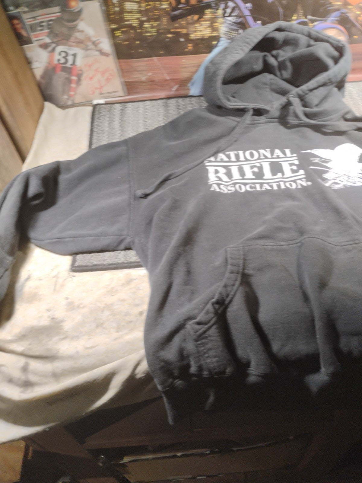 NRA National Rife Association Hoodie Womens Large M Black Graphic Spellout 
