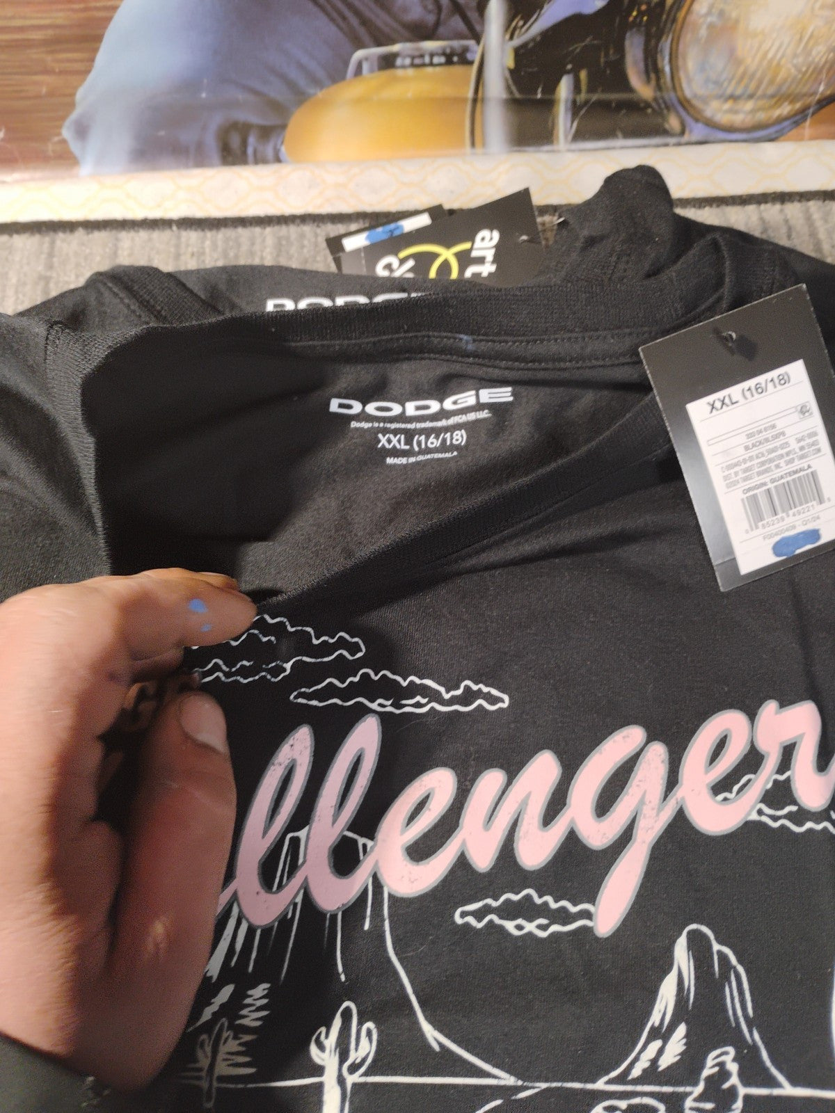 Boys Black Licensed Dodge Challenger T Shirt Size XXL 16/18 New