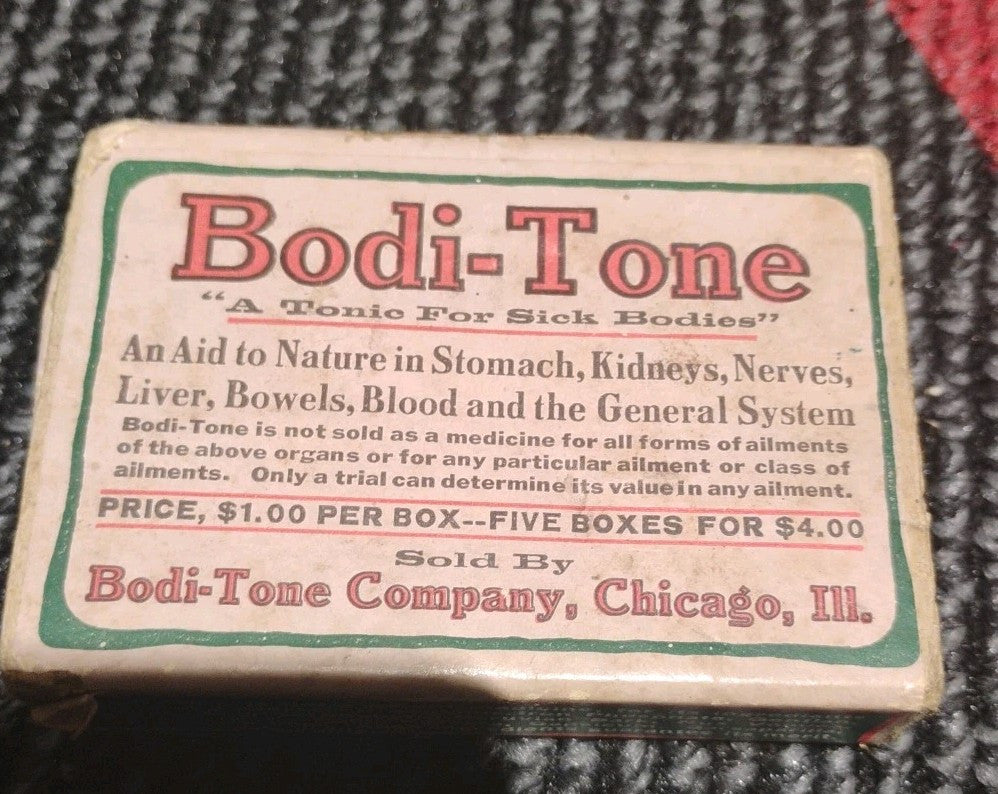Vintage1920s Bodi-Tone Tonic For Body Box NOS Chicago W 4 Cent Proprietary Stamp