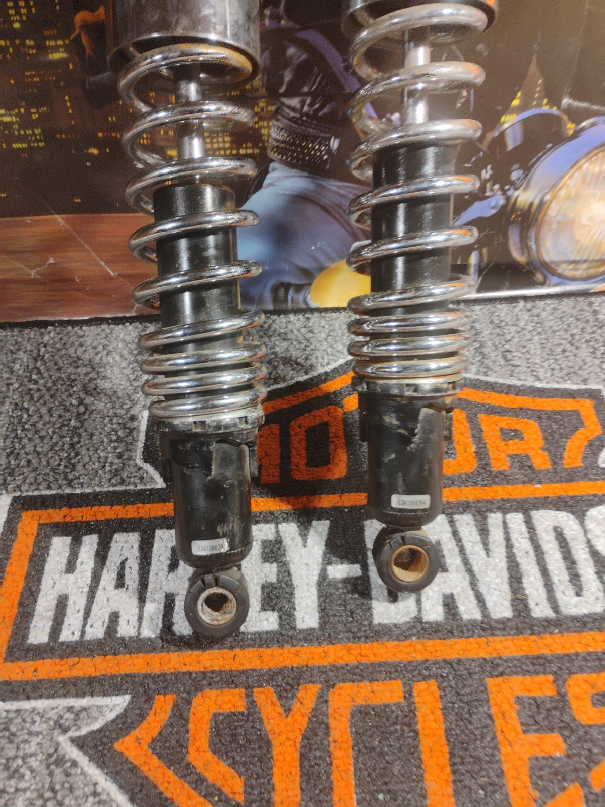 Pair Rear Shocks Absorber Bla&Chrome Harley Sportster XL883 1200 72 48 1979-2012