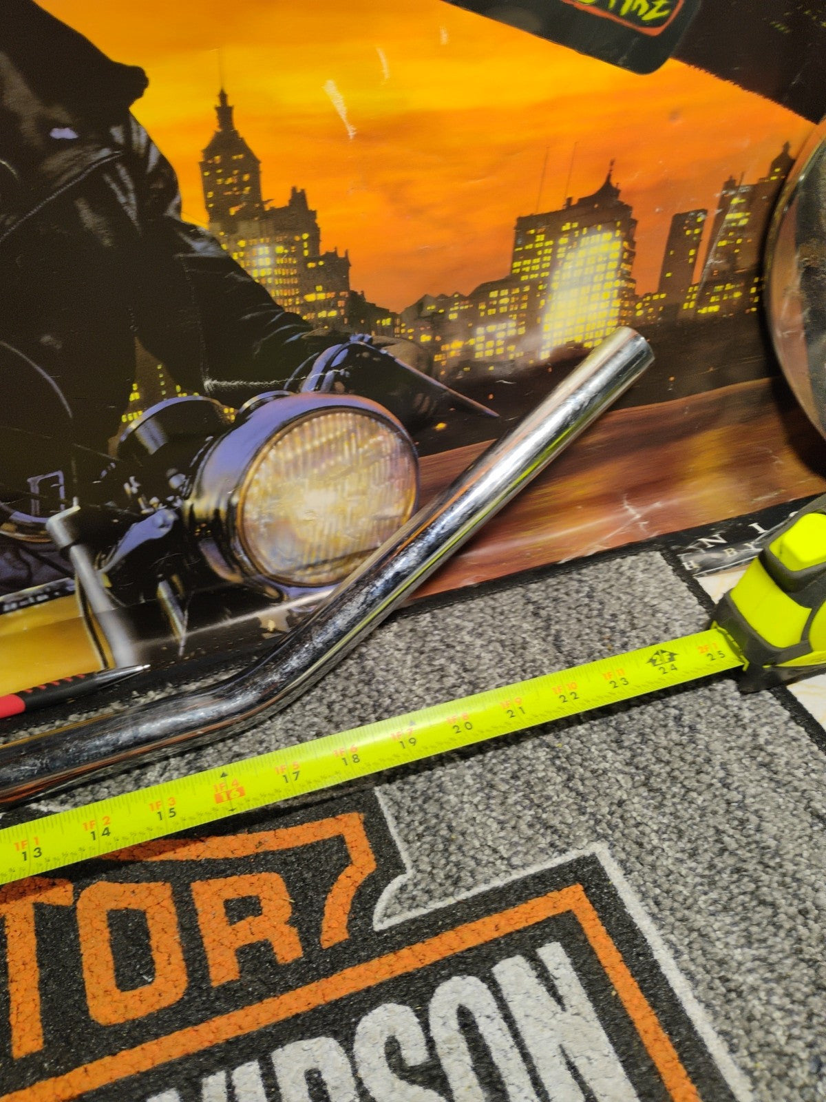 Harley One Inch Diameter Beach Bars Chrome Slight Pull Back