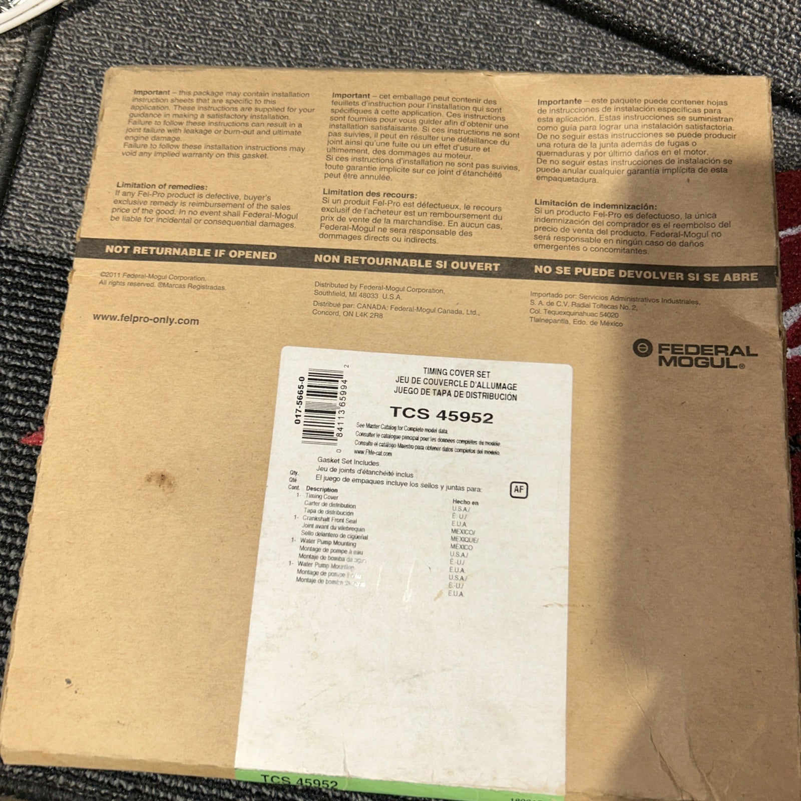 Timing Cover Gasket Set TCS 45952