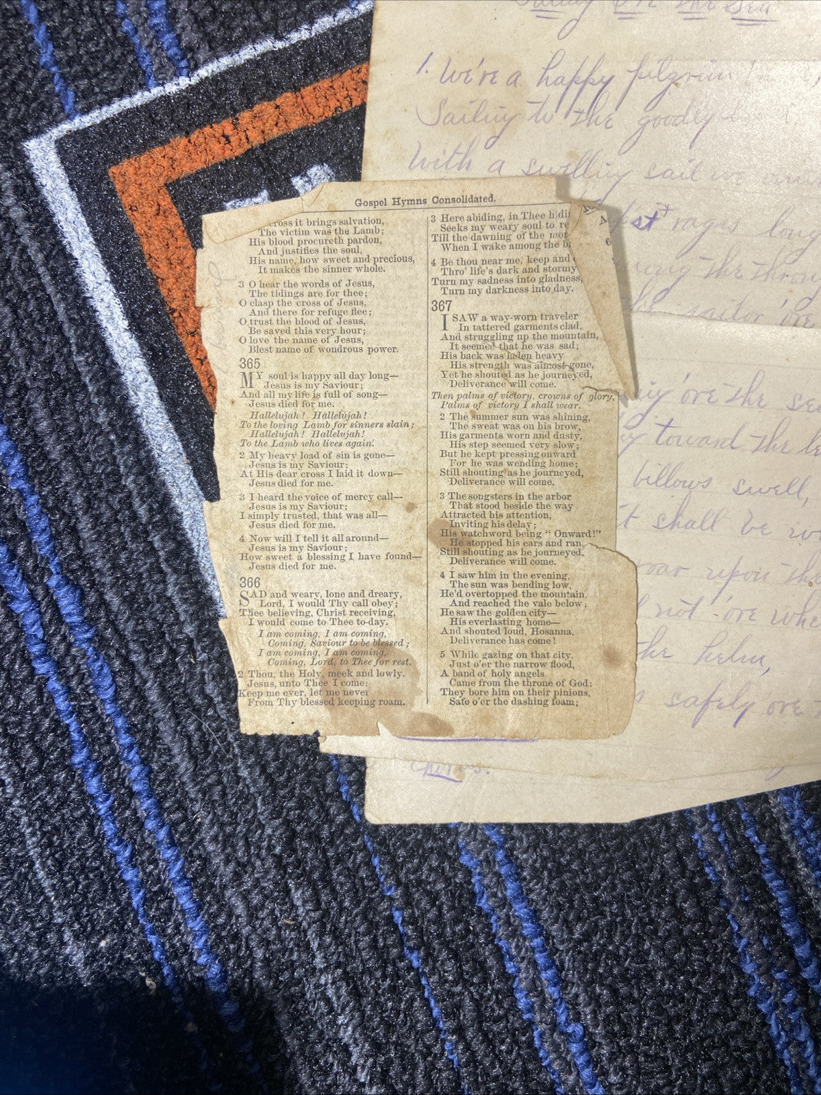 Gospel Hymns No. 5,  Sunday School Ira D. Sankey 1887 & Handwritten hymn Lyrics