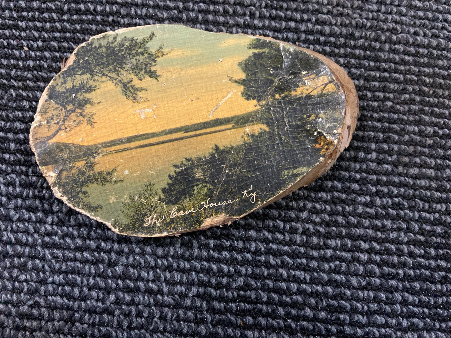 Vintage Wood Slice Art Souvineer Kentucky 