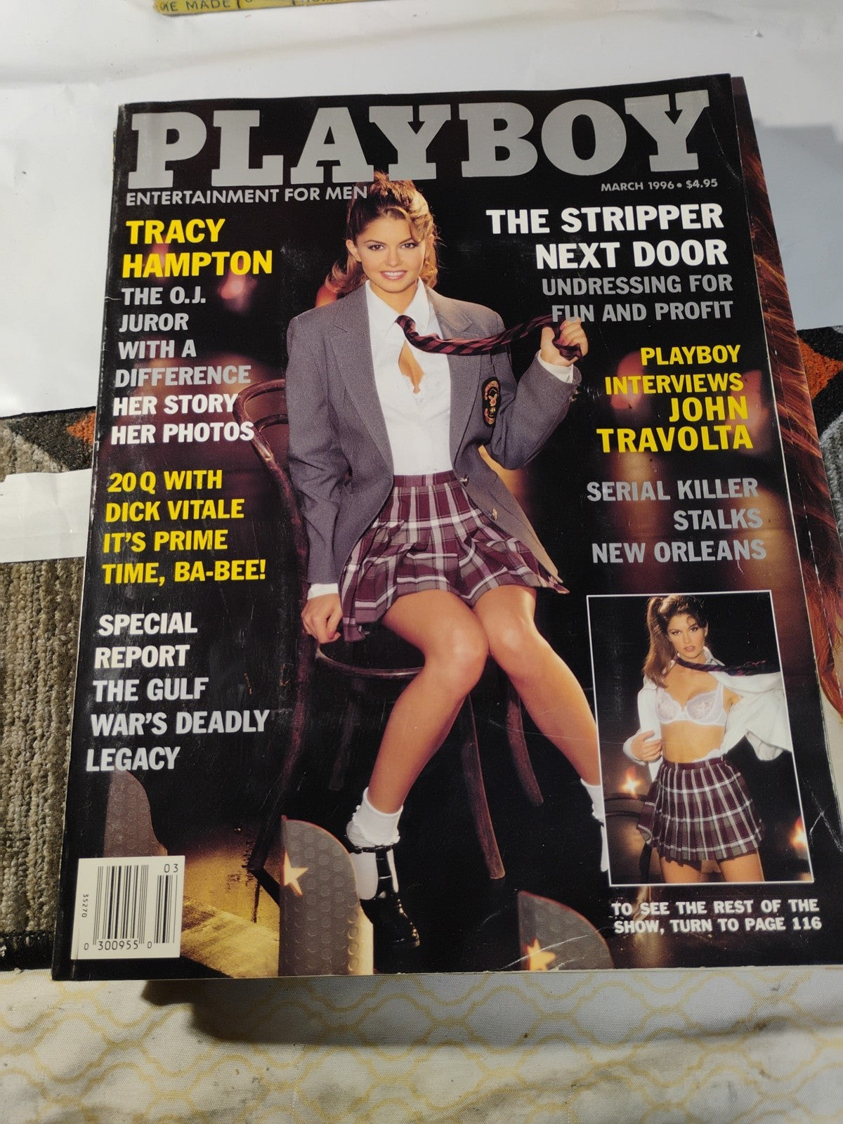 March 1996 Playboy Magazine - Priscilla Taylor, John Travolta Interview - Vintag