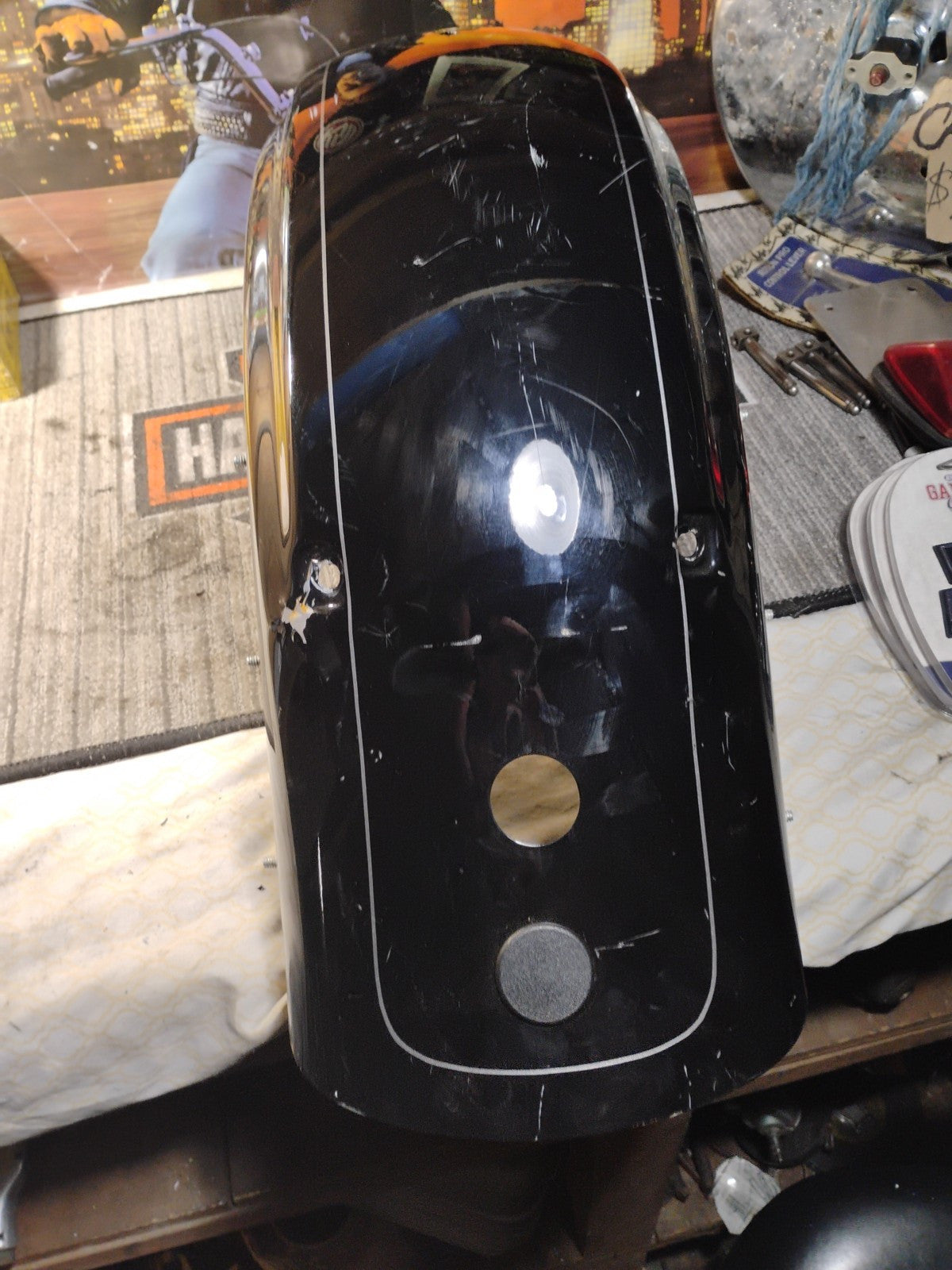 2010-2023 Harley Touring Rear Fender Vivid Black w/ Pinstripe FLHXS FLTRXS