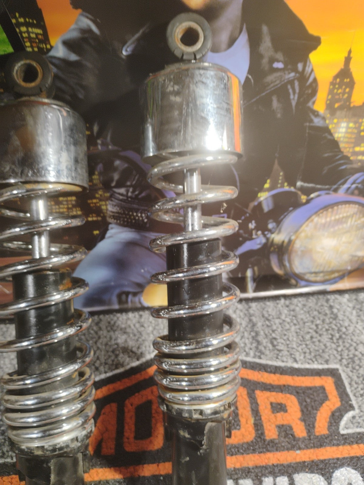 Pair Rear Shocks Absorber Bla&Chrome Harley Sportster XL883 1200 72 48 1979-2012