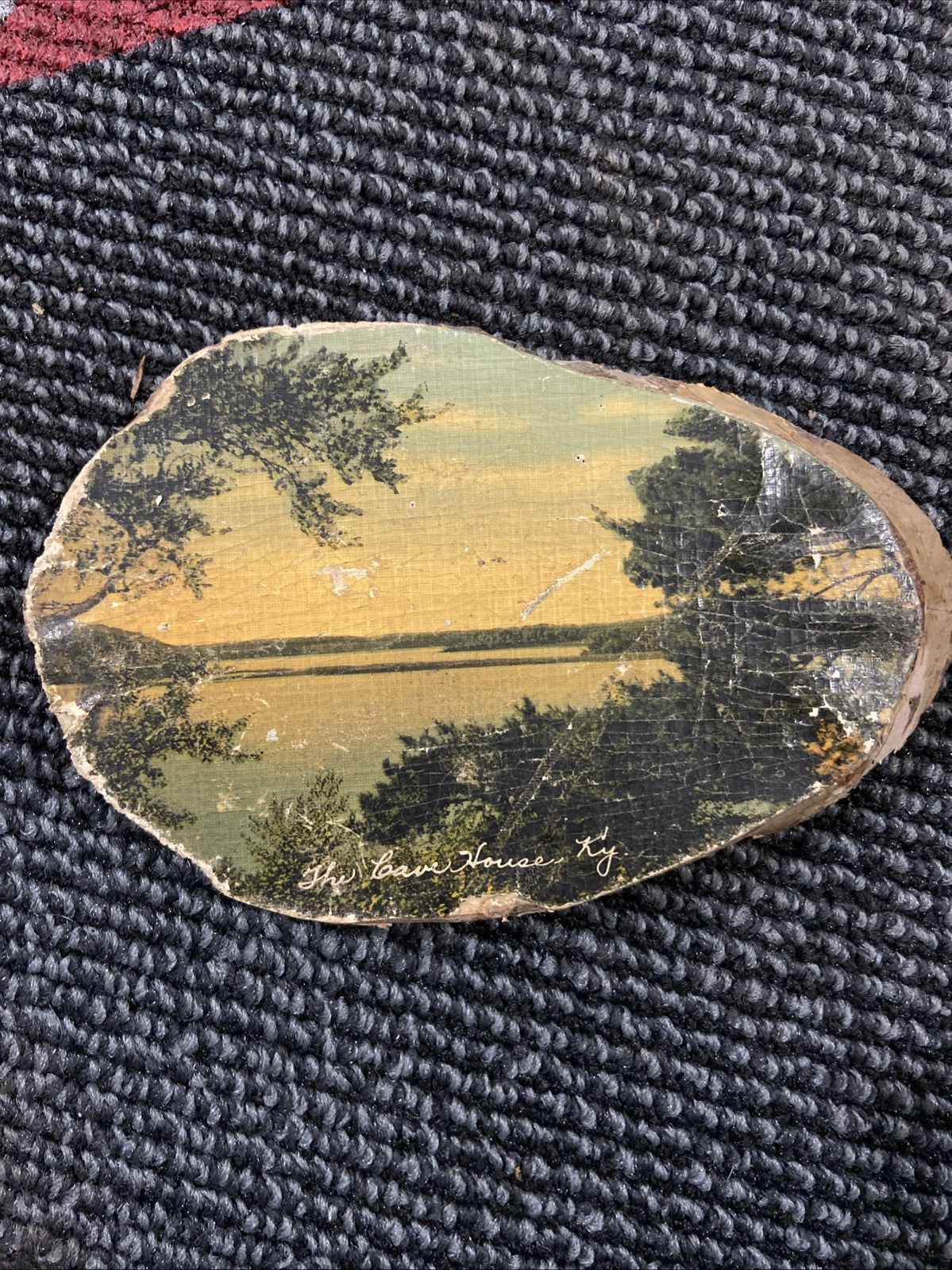 Vintage Wood Slice Art Souvineer Kentucky 