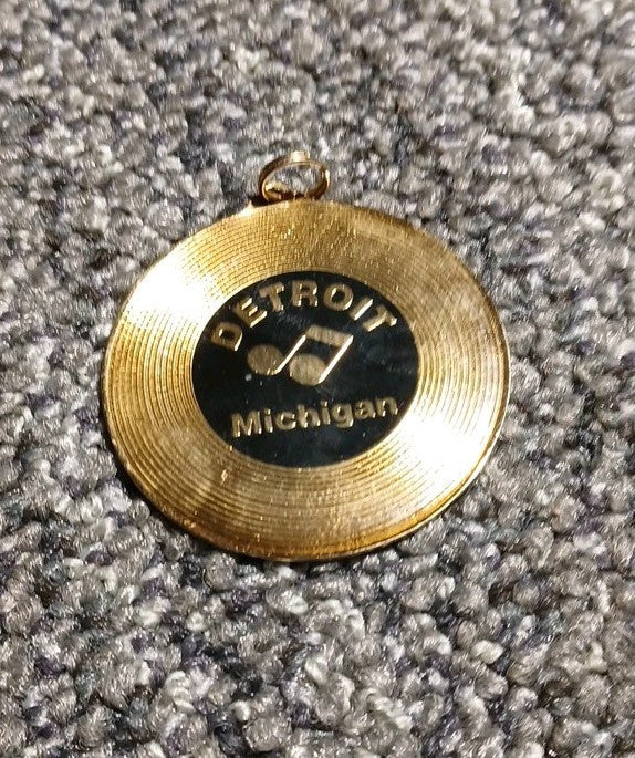 Blue Cross Blue Shield Gold Tone Motown Record Style Collectible Keychain 