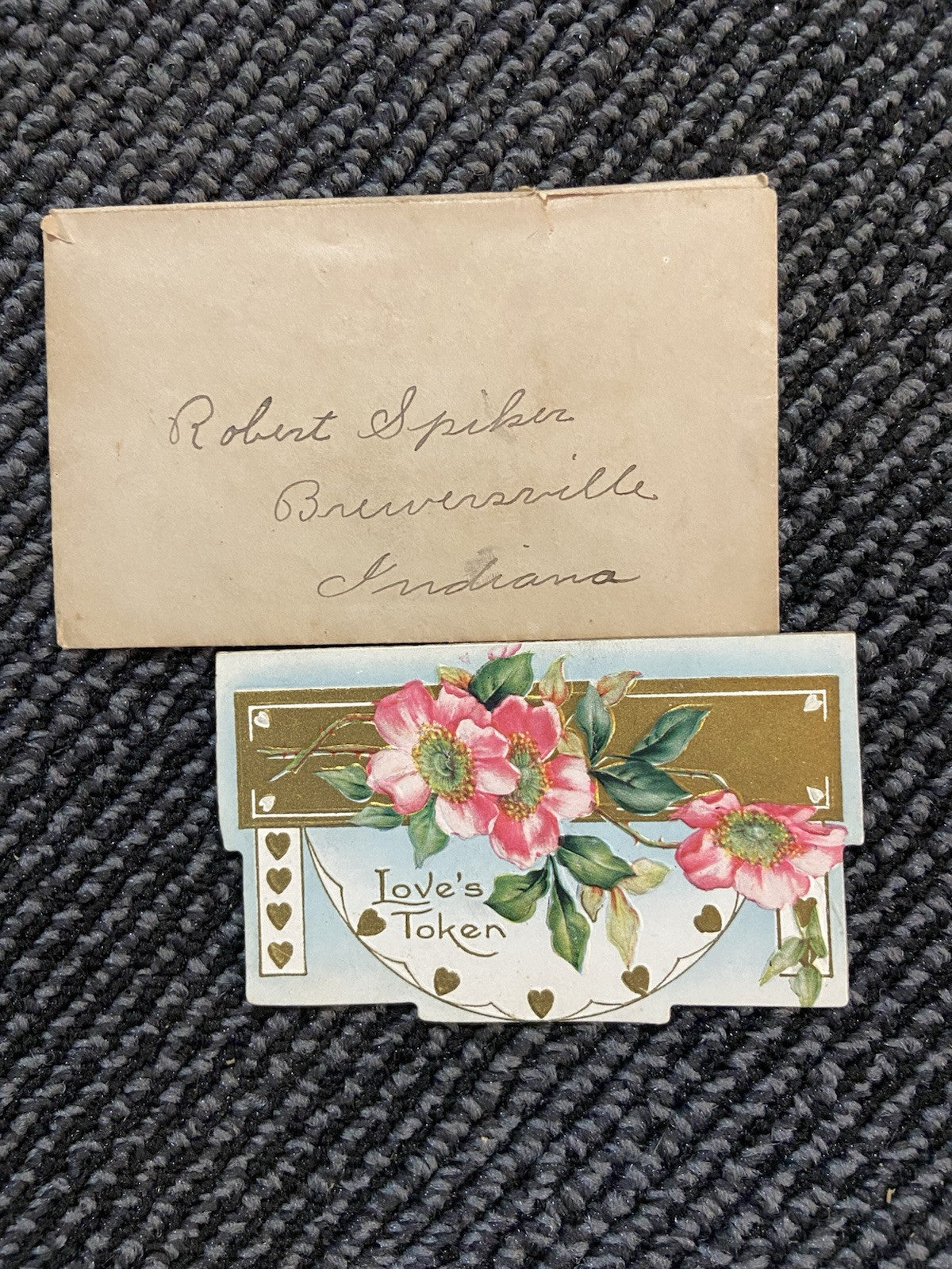 2 Victorian Antique Die Cut Calling Cards Valentines 1917.